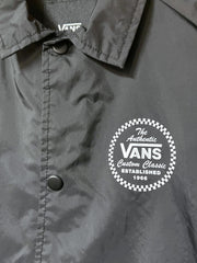 Load image into Gallery viewer, Vans Coaches Jacket Youth Large Black Snap Front Windbreaker Streetwear