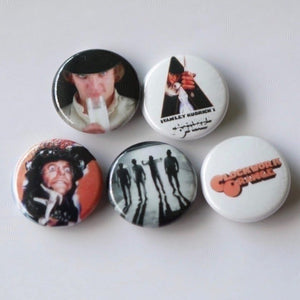 5 Pk Clockwork Orange Badge Button Pins - Lisa Lassi