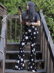 Load image into Gallery viewer, Black n White Stars Bell Bottom Jeans