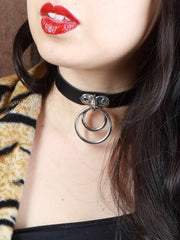 Load image into Gallery viewer, Double Ring Choker - Black - Lisa Lassi