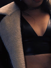 Load image into Gallery viewer, Black Faux Leather Bralette