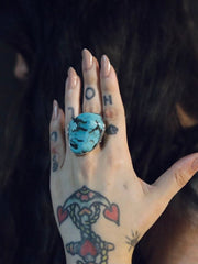 Load image into Gallery viewer, Giant Chunk Turquoise Adjustable Ring