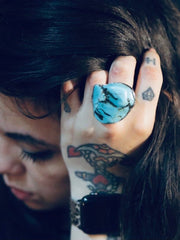 Load image into Gallery viewer, Giant Chunk Turquoise Adjustable Ring