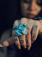 Load image into Gallery viewer, Giant Chunk Turquoise Adjustable Ring