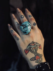 Load image into Gallery viewer, Giant Chunk Turquoise Adjustable Ring