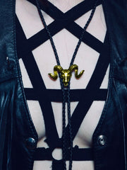 Load image into Gallery viewer, Ram Skull Bolo Tie - Gold