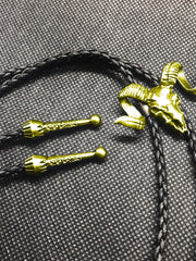 Load image into Gallery viewer, Ram Skull Bolo Tie - Gold