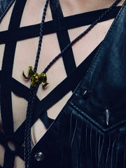 Load image into Gallery viewer, Ram Skull Bolo Tie - Gold