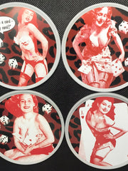 Load image into Gallery viewer, Rockabilly Pin-Up Girls Coasters Set - Lisa Lassi