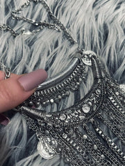 Load image into Gallery viewer, Silver Chain and Coin Statement Necklace