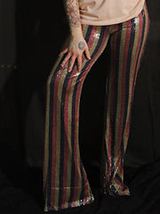 Load image into Gallery viewer, Striped Sequin Flares