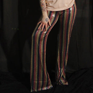 Striped Sequin Flares