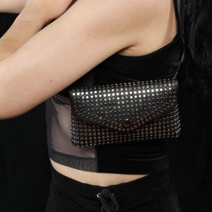 Studded Pleather Snap Pouch With Belt - Lisa Lassi