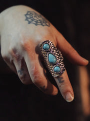 Load image into Gallery viewer, Three Stone Turquoise Adjustable Ring