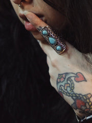 Load image into Gallery viewer, Three Stone Turquoise Adjustable Ring