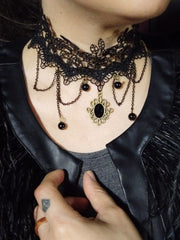 Load image into Gallery viewer, Victorian Style Dangle Lace Choker - Lisa Lassi