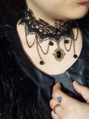 Load image into Gallery viewer, Victorian Style Dangle Lace Choker - Lisa Lassi