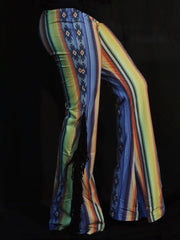 Load image into Gallery viewer, Yellow & Blue Flares with Black Fringe