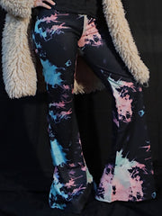 Load image into Gallery viewer, Black Tie-Dye Flare Pants