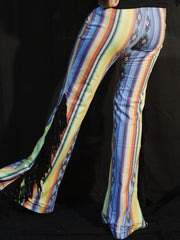 Load image into Gallery viewer, Yellow & Blue Flares with Black Fringe