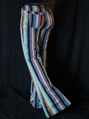 Load image into Gallery viewer, Striped Bell Bottom Jeans