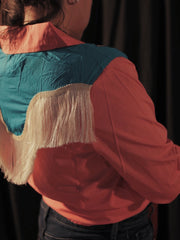 Load image into Gallery viewer, Coral Color Block Western Button Up Top