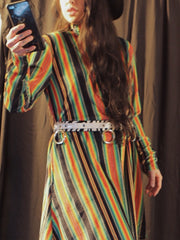 Load image into Gallery viewer, Rainbow Serape Velvet GoGo Dress