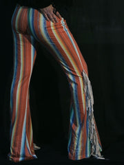 Load image into Gallery viewer, Red Stripe Flares with White Fringe