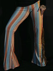 Load image into Gallery viewer, Blue & Orange Flares with Tan Fringe