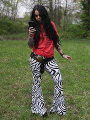 Load image into Gallery viewer, Zebra Print Flare Pants