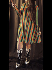 Load image into Gallery viewer, Rainbow Serape Velvet GoGo Dress