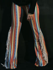 Load image into Gallery viewer, Red Stripe Flares with White Fringe