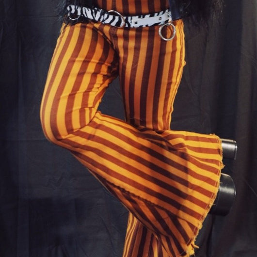 Rusty Stripes High Waist Bell Bottom Jeans - Lisa Lassi