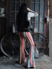 Load image into Gallery viewer, Red Stripe Flares with White Fringe