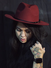 Load image into Gallery viewer, Burgundy Western Hat