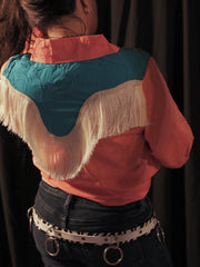 Load image into Gallery viewer, Coral Color Block Western Button Up Top