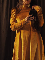 Load image into Gallery viewer, Mustard Velvet GoGo Dress