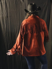 Load image into Gallery viewer, Faux Suede Rusty Fringe Jacket - Lisa Lassi