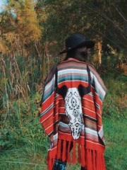 Load image into Gallery viewer, Cow Skull Ruana Wrap - Lisa Lassi