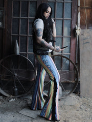 Load image into Gallery viewer, Yellow & Blue Flares with Black Fringe