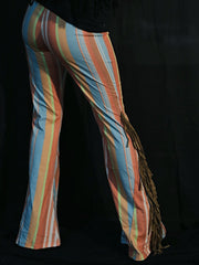 Load image into Gallery viewer, Blue & Orange Flares with Tan Fringe