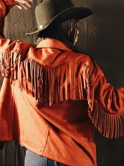 Load image into Gallery viewer, Faux Suede Rusty Fringe Jacket - Lisa Lassi