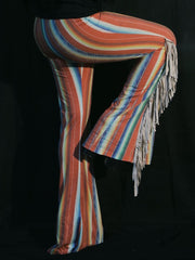 Load image into Gallery viewer, Red Stripe Flares with White Fringe