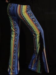 Load image into Gallery viewer, Yellow & Blue Flares with Black Fringe