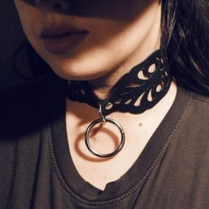 Leather O-Ring Intricate Cut Choker - Lisa Lassi