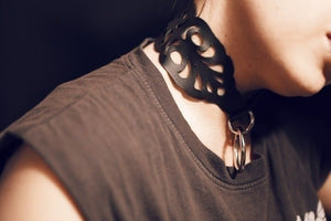 Leather O-Ring Intricate Cut Choker - Lisa Lassi