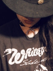 Load image into Gallery viewer, Leather O-Ring Intricate Cut Choker - Lisa Lassi