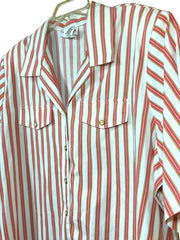 Load image into Gallery viewer, Vintage ACT III Plus Pink Tan Stripe Short Sleeve Button Up Shirt USA Made