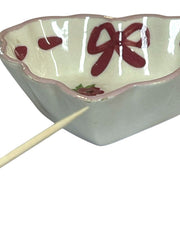 Load image into Gallery viewer, Vintage Cleminsons Hand Painted English Pottery Trinket Dish “Sweet” Floral Bow