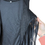 Load image into Gallery viewer, 🖤 Black Fringe Faux Suede Western Vest – Size L
